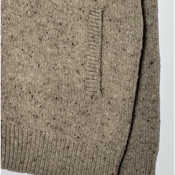 Jos A Bank Reserve Mens LRG Lambswool Blend Zip Cardigan Sweater Brown Speckled - Picture 6 of 10